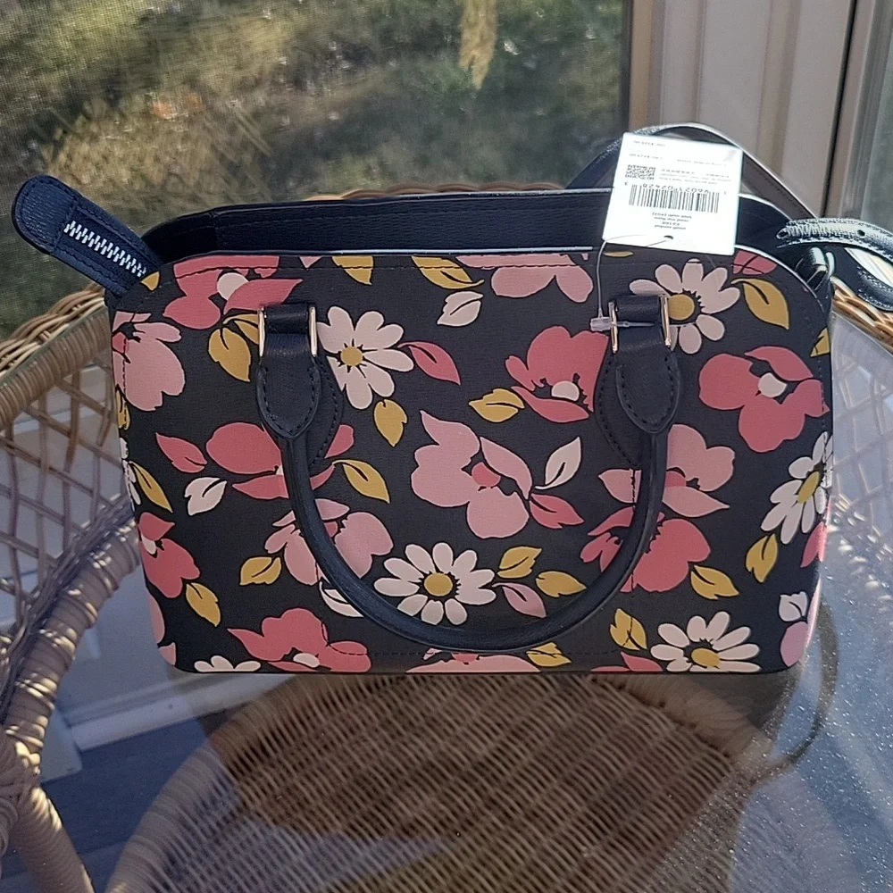 Kate Spade road trip floral blue multi small satchel